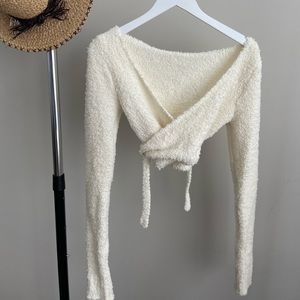 SKIMS Cozy Knit Wrap Top Bone